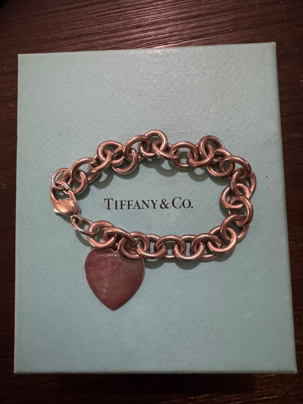 Tiffany & Co. Silver Link Bracelet with Heart Charm